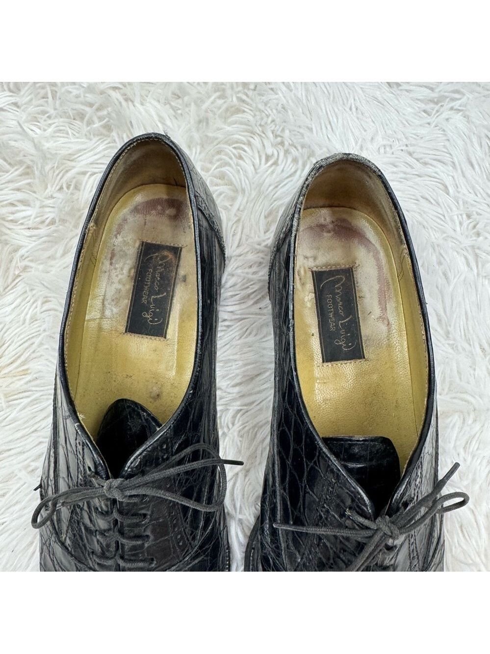 Marco Luigi Lace Up Crocodile Leather Oxford Shoes - Picture 4 of 10